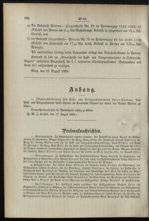 Post- und Telegraphen-Verordnungsblatt für das Verwaltungsgebiet des K.-K. Handelsministeriums 18950823 Seite: 2