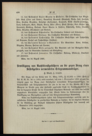 Post- und Telegraphen-Verordnungsblatt für das Verwaltungsgebiet des K.-K. Handelsministeriums 18950824 Seite: 4