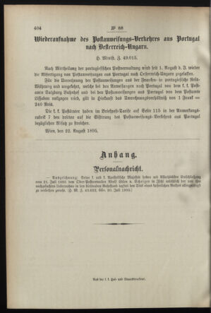 Post- und Telegraphen-Verordnungsblatt für das Verwaltungsgebiet des K.-K. Handelsministeriums 18950826 Seite: 4