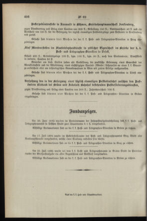 Post- und Telegraphen-Verordnungsblatt für das Verwaltungsgebiet des K.-K. Handelsministeriums 18950826 Seite: 8