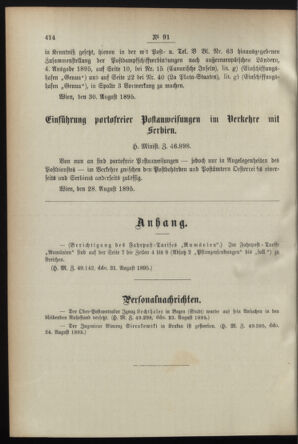 Post- und Telegraphen-Verordnungsblatt für das Verwaltungsgebiet des K.-K. Handelsministeriums 18950904 Seite: 2