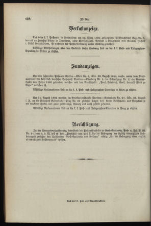 Post- und Telegraphen-Verordnungsblatt für das Verwaltungsgebiet des K.-K. Handelsministeriums 18950913 Seite: 4