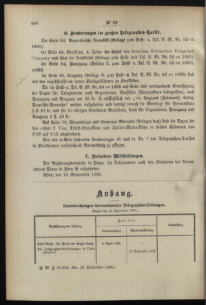 Post- und Telegraphen-Verordnungsblatt für das Verwaltungsgebiet des K.-K. Handelsministeriums 18950927 Seite: 14