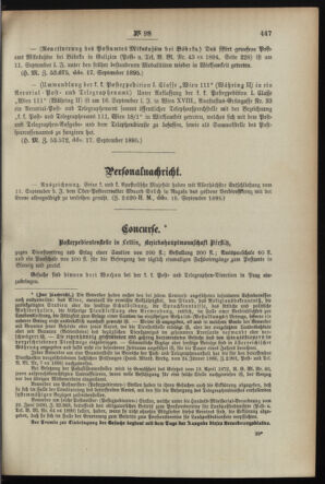 Post- und Telegraphen-Verordnungsblatt für das Verwaltungsgebiet des K.-K. Handelsministeriums 18950927 Seite: 15