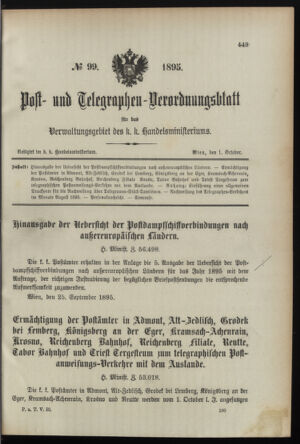 Post- und Telegraphen-Verordnungsblatt für das Verwaltungsgebiet des K.-K. Handelsministeriums 18951001 Seite: 1