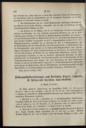 Post- und Telegraphen-Verordnungsblatt für das Verwaltungsgebiet des K.-K. Handelsministeriums 18951018 Seite: 2