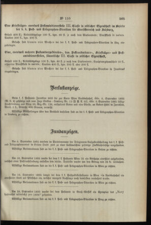 Post- und Telegraphen-Verordnungsblatt für das Verwaltungsgebiet des K.-K. Handelsministeriums 18951106 Seite: 7