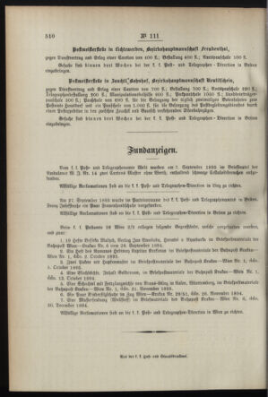 Post- und Telegraphen-Verordnungsblatt für das Verwaltungsgebiet des K.-K. Handelsministeriums 18951109 Seite: 4