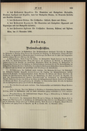 Post- und Telegraphen-Verordnungsblatt für das Verwaltungsgebiet des K.-K. Handelsministeriums 18951125 Seite: 3