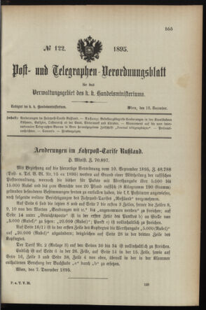 Post- und Telegraphen-Verordnungsblatt für das Verwaltungsgebiet des K.-K. Handelsministeriums 18951213 Seite: 1