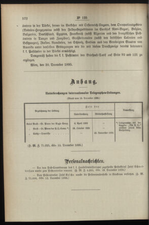 Post- und Telegraphen-Verordnungsblatt für das Verwaltungsgebiet des K.-K. Handelsministeriums 18951223 Seite: 2