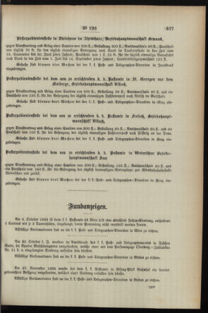 Post- und Telegraphen-Verordnungsblatt für das Verwaltungsgebiet des K.-K. Handelsministeriums 18951227 Seite: 3