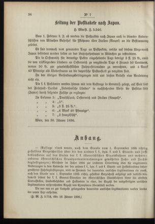 Post- und Telegraphen-Verordnungsblatt für das Verwaltungsgebiet des K.-K. Handelsministeriums 18960131 Seite: 2