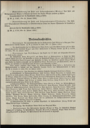 Post- und Telegraphen-Verordnungsblatt für das Verwaltungsgebiet des K.-K. Handelsministeriums 18960131 Seite: 5