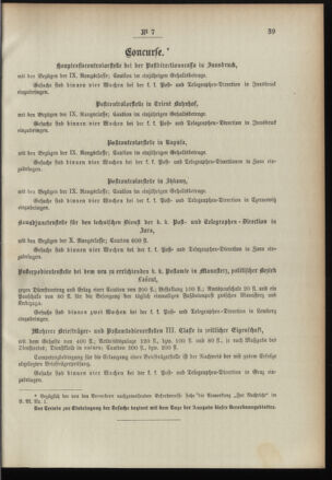 Post- und Telegraphen-Verordnungsblatt für das Verwaltungsgebiet des K.-K. Handelsministeriums 18960131 Seite: 7