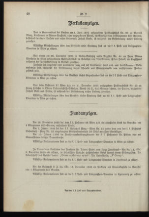 Post- und Telegraphen-Verordnungsblatt für das Verwaltungsgebiet des K.-K. Handelsministeriums 18960131 Seite: 8