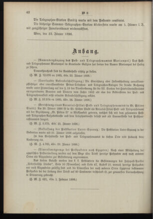 Post- und Telegraphen-Verordnungsblatt für das Verwaltungsgebiet des K.-K. Handelsministeriums 18960206 Seite: 2