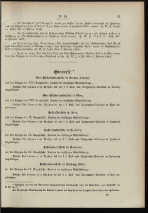 Post- und Telegraphen-Verordnungsblatt für das Verwaltungsgebiet des K.-K. Handelsministeriums 18960213 Seite: 3