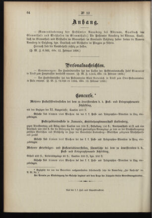 Post- und Telegraphen-Verordnungsblatt für das Verwaltungsgebiet des K.-K. Handelsministeriums 18960220 Seite: 4