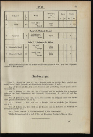 Post- und Telegraphen-Verordnungsblatt für das Verwaltungsgebiet des K.-K. Handelsministeriums 18960225 Seite: 11