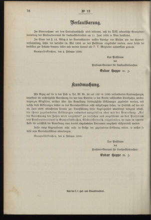 Post- und Telegraphen-Verordnungsblatt für das Verwaltungsgebiet des K.-K. Handelsministeriums 18960225 Seite: 12