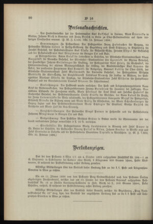 Post- und Telegraphen-Verordnungsblatt für das Verwaltungsgebiet des K.-K. Handelsministeriums 18960229 Seite: 2