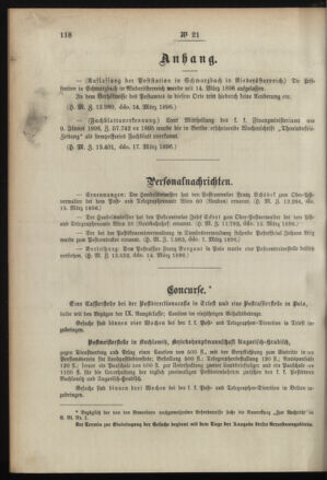 Post- und Telegraphen-Verordnungsblatt für das Verwaltungsgebiet des K.-K. Handelsministeriums 18960320 Seite: 6