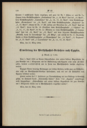 Post- und Telegraphen-Verordnungsblatt für das Verwaltungsgebiet des K.-K. Handelsministeriums 18960325 Seite: 2