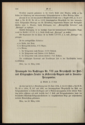 Post- und Telegraphen-Verordnungsblatt für das Verwaltungsgebiet des K.-K. Handelsministeriums 18960404 Seite: 2