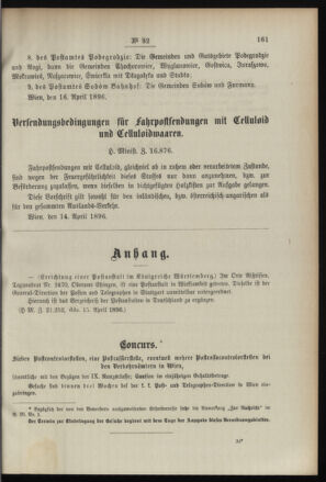 Post- und Telegraphen-Verordnungsblatt für das Verwaltungsgebiet des K.-K. Handelsministeriums 18960421 Seite: 3