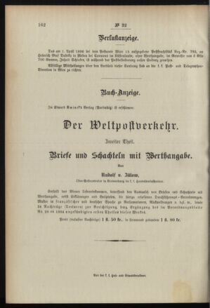 Post- und Telegraphen-Verordnungsblatt für das Verwaltungsgebiet des K.-K. Handelsministeriums 18960421 Seite: 4