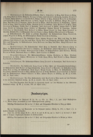 Post- und Telegraphen-Verordnungsblatt für das Verwaltungsgebiet des K.-K. Handelsministeriums 18960505 Seite: 3