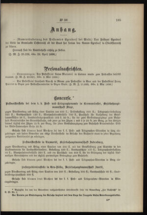 Post- und Telegraphen-Verordnungsblatt für das Verwaltungsgebiet des K.-K. Handelsministeriums 18960509 Seite: 3