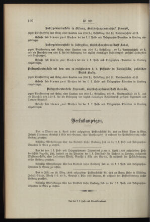 Post- und Telegraphen-Verordnungsblatt für das Verwaltungsgebiet des K.-K. Handelsministeriums 18960516 Seite: 4