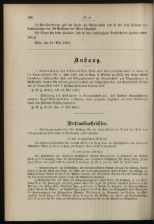 Post- und Telegraphen-Verordnungsblatt für das Verwaltungsgebiet des K.-K. Handelsministeriums 18960527 Seite: 2