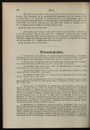 Post- und Telegraphen-Verordnungsblatt für das Verwaltungsgebiet des K.-K. Handelsministeriums 18960618 Seite: 2