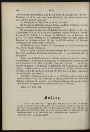 Post- und Telegraphen-Verordnungsblatt für das Verwaltungsgebiet des K.-K. Handelsministeriums 18960703 Seite: 2