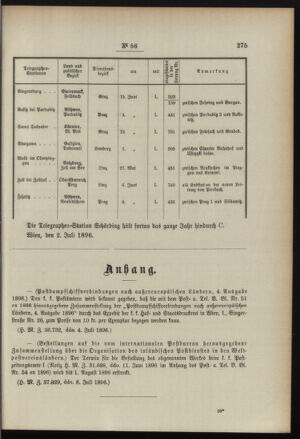 Post- und Telegraphen-Verordnungsblatt für das Verwaltungsgebiet des K.-K. Handelsministeriums 18960714 Seite: 3