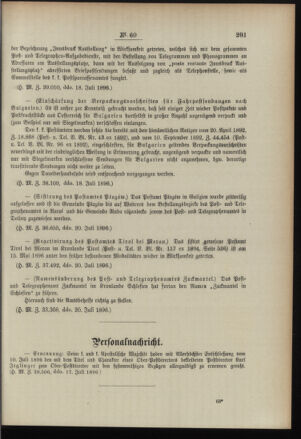 Post- und Telegraphen-Verordnungsblatt für das Verwaltungsgebiet des K.-K. Handelsministeriums 18960727 Seite: 3