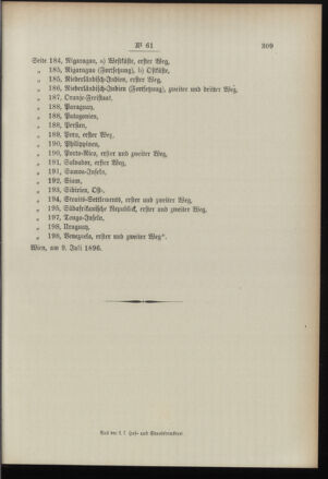 Post- und Telegraphen-Verordnungsblatt für das Verwaltungsgebiet des K.-K. Handelsministeriums 18960801 Seite: 17