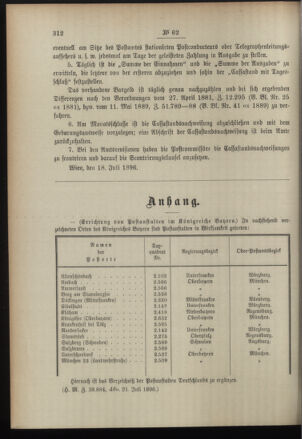 Post- und Telegraphen-Verordnungsblatt für das Verwaltungsgebiet des K.-K. Handelsministeriums 18960804 Seite: 2