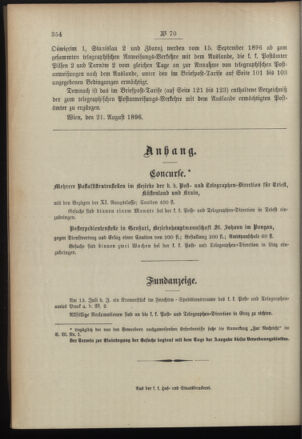 Post- und Telegraphen-Verordnungsblatt für das Verwaltungsgebiet des K.-K. Handelsministeriums 18960825 Seite: 2