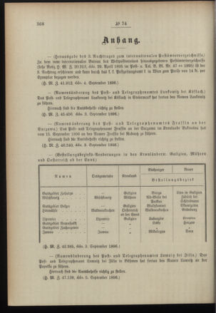 Post- und Telegraphen-Verordnungsblatt für das Verwaltungsgebiet des K.-K. Handelsministeriums 18960912 Seite: 2