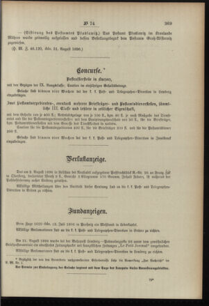 Post- und Telegraphen-Verordnungsblatt für das Verwaltungsgebiet des K.-K. Handelsministeriums 18960912 Seite: 3