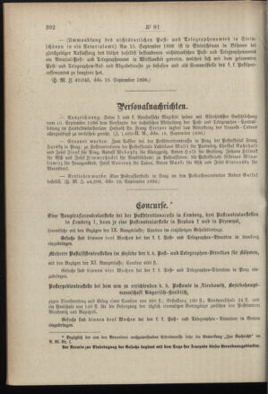 Post- und Telegraphen-Verordnungsblatt für das Verwaltungsgebiet des K.-K. Handelsministeriums 18961001 Seite: 2