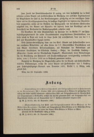 Post- und Telegraphen-Verordnungsblatt für das Verwaltungsgebiet des K.-K. Handelsministeriums 18961005 Seite: 2