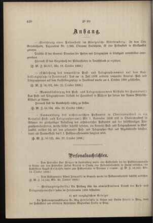 Post- und Telegraphen-Verordnungsblatt für das Verwaltungsgebiet des K.-K. Handelsministeriums 18961028 Seite: 2