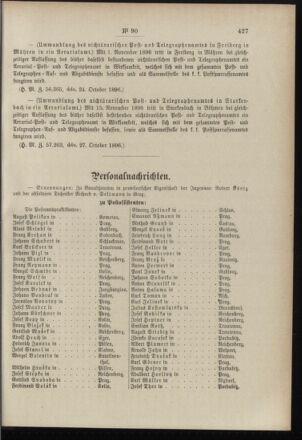 Post- und Telegraphen-Verordnungsblatt für das Verwaltungsgebiet des K.-K. Handelsministeriums 18961104 Seite: 5