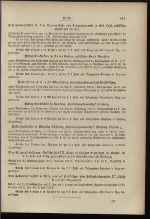 Post- und Telegraphen-Verordnungsblatt für das Verwaltungsgebiet des K.-K. Handelsministeriums 18961114 Seite: 3