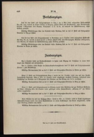 Post- und Telegraphen-Verordnungsblatt für das Verwaltungsgebiet des K.-K. Handelsministeriums 18961114 Seite: 4